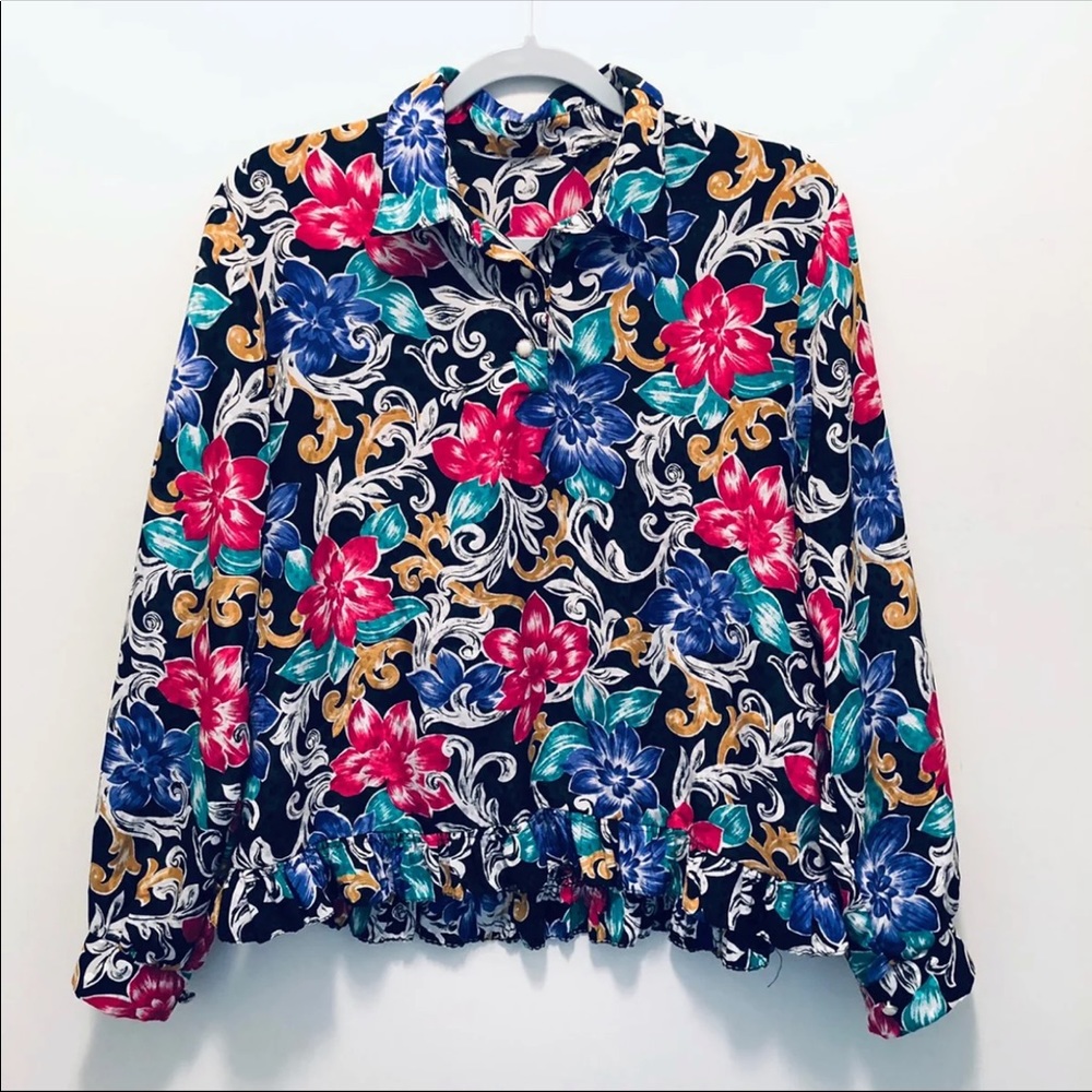 Colorful Vintage Button Down Blouse